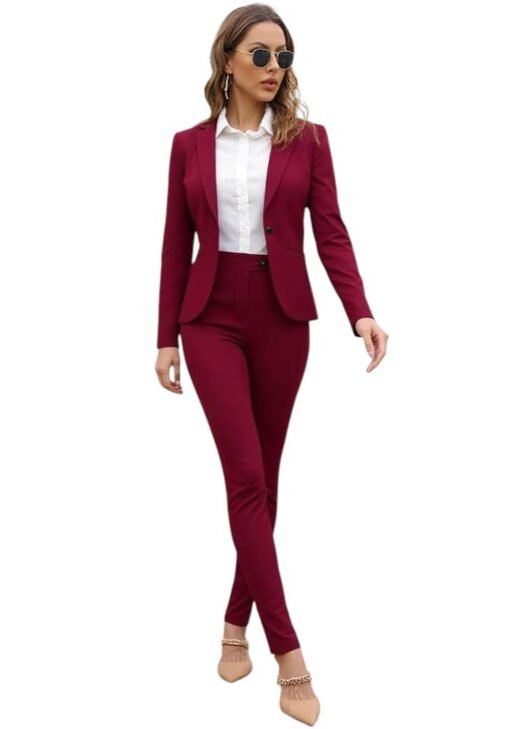 Traje Sastre para Mujer Bordó de 3 Piezas | Saco, Pantalón y Falda