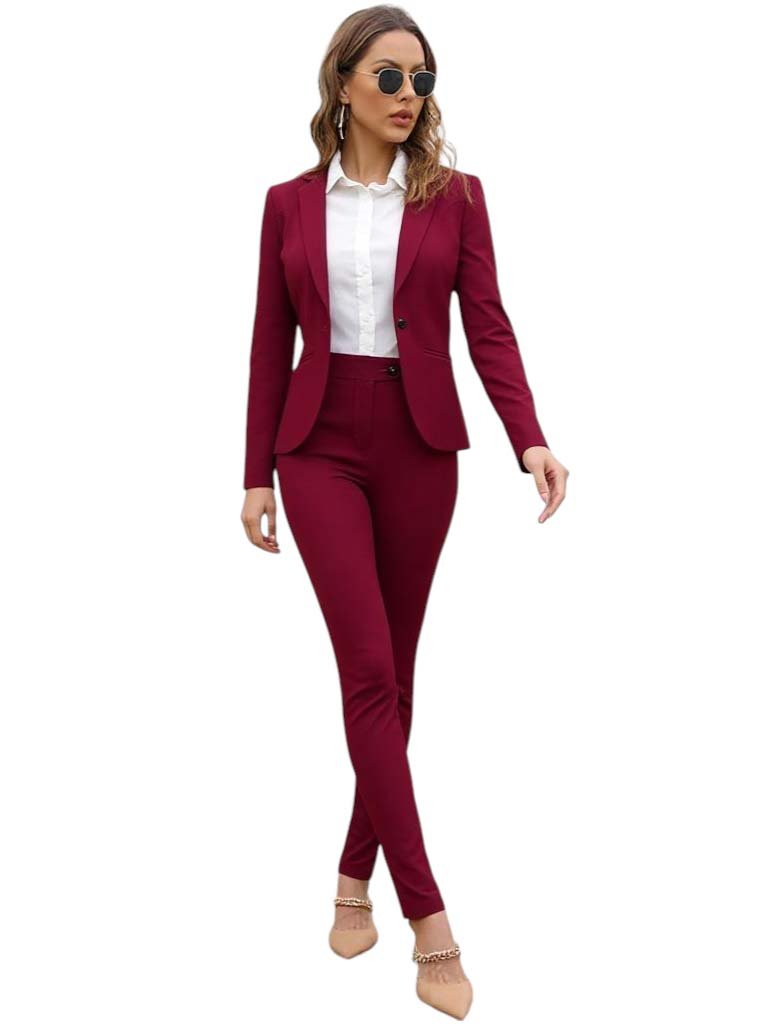 Traje Sastre para Mujer Bordó de 3 Piezas | Saco, Pantalón y Falda