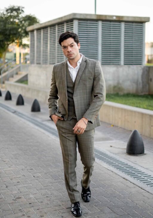 Traje Gris Verdoso Príncipe de gales