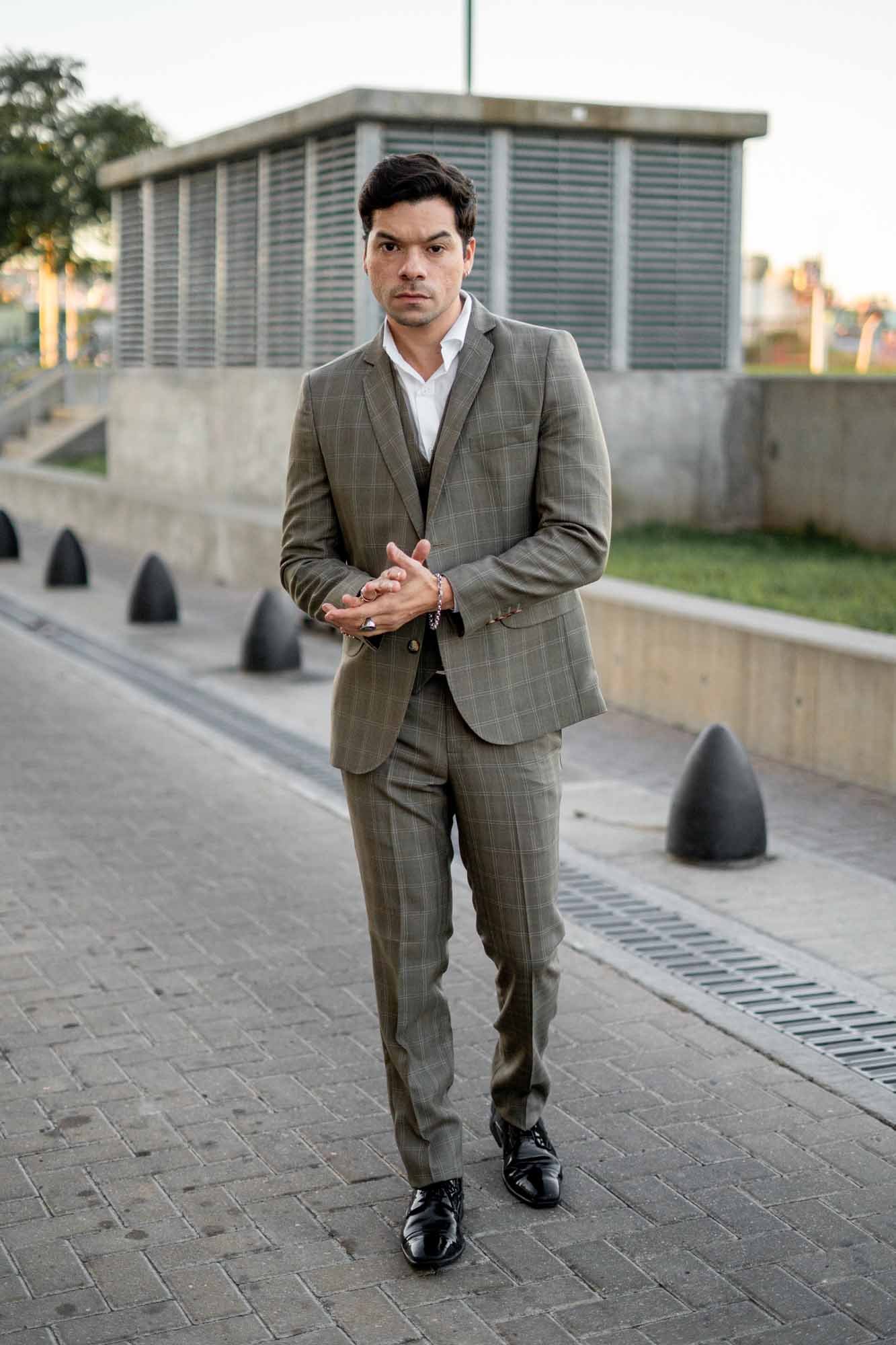 Traje Gris Verdoso Príncipe de gales