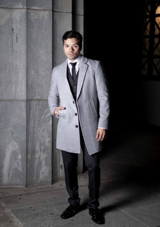 Tapado de Vestir para Hombre en Paño Gris Claro