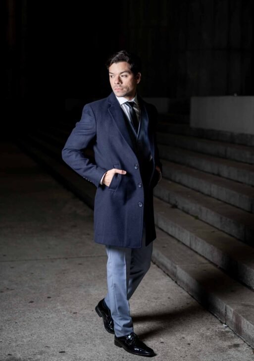 Tapado de Vestir para Hombre en Paño Azul Marino