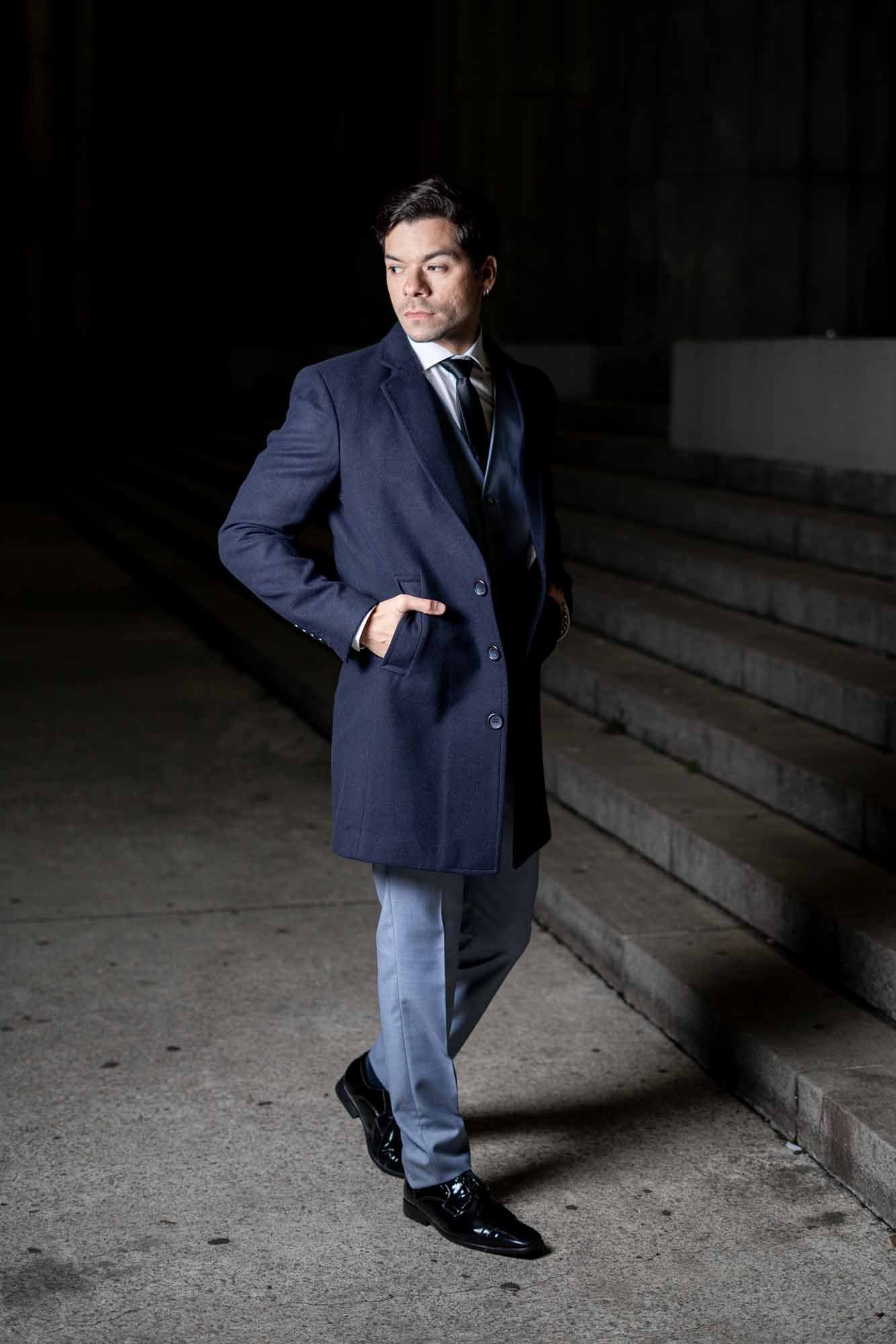 Tapado de Vestir para Hombre en Paño Azul Marino