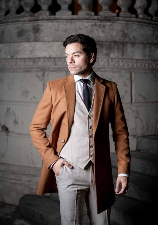 Tapado de Vestir para Hombre en Paño Camel