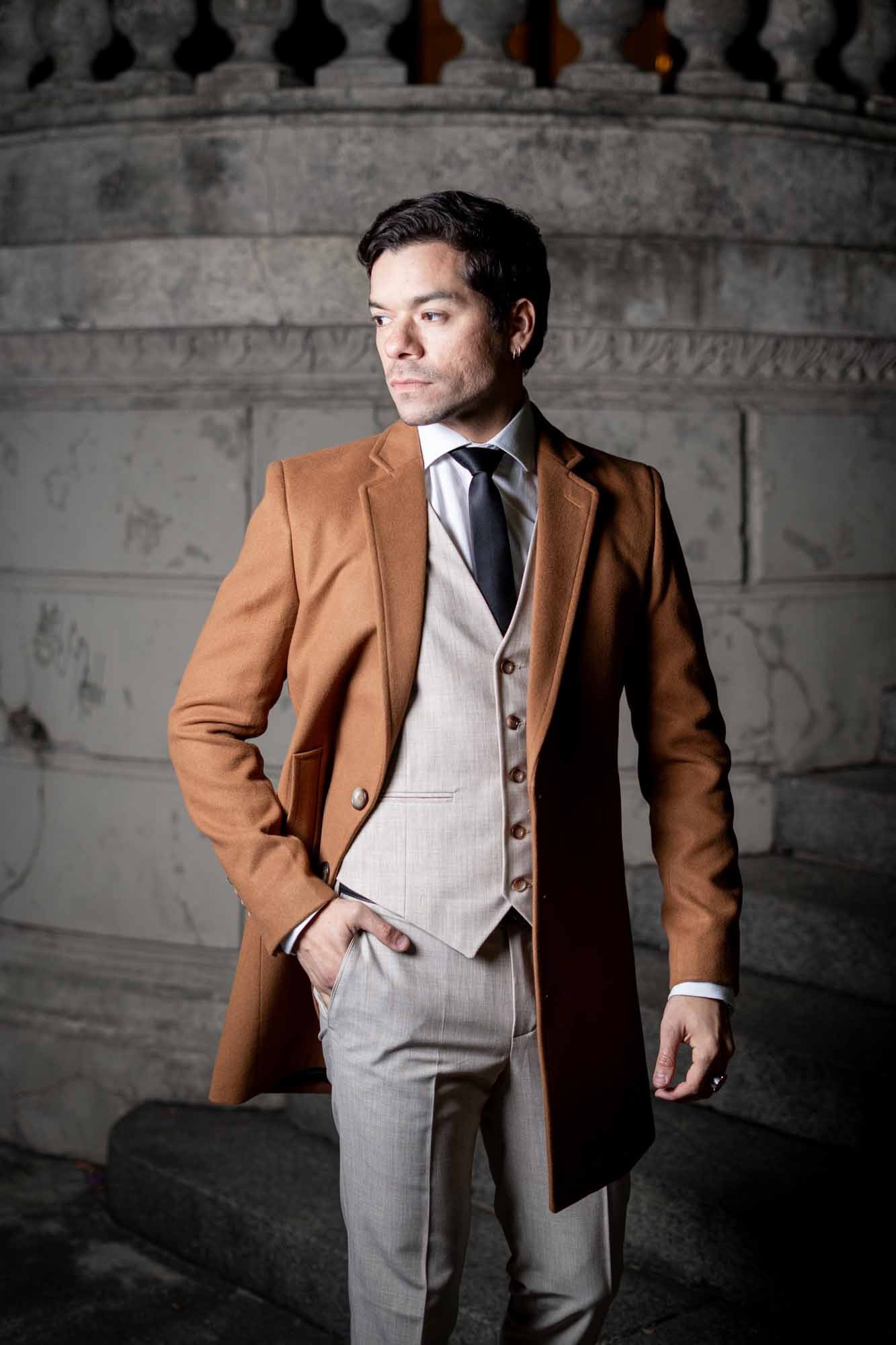 Tapado de Vestir para Hombre en Paño Camel