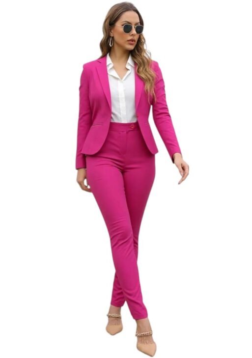 Traje Sastre para Mujer Fucsia de 3 Piezas | Saco, Pantalón Chupín y Falda