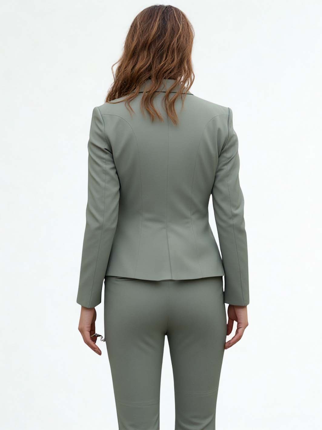 Traje Sastre para Mujer Gris Meltón de 3 Piezas | Saco, Pantalón y Falda