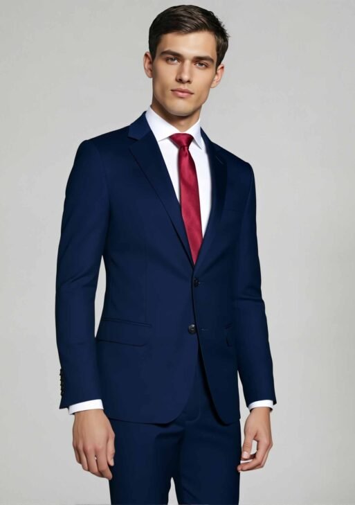 Ambo Coton Satén Azul Slim Fit – Elegancia Moderna