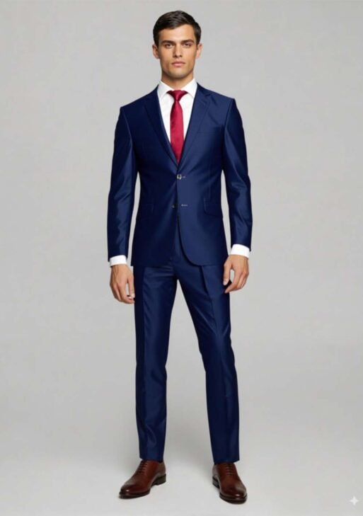 Traje Slim Fit Súper 100 Azulino para Hombre | Ambo de Alta Gama