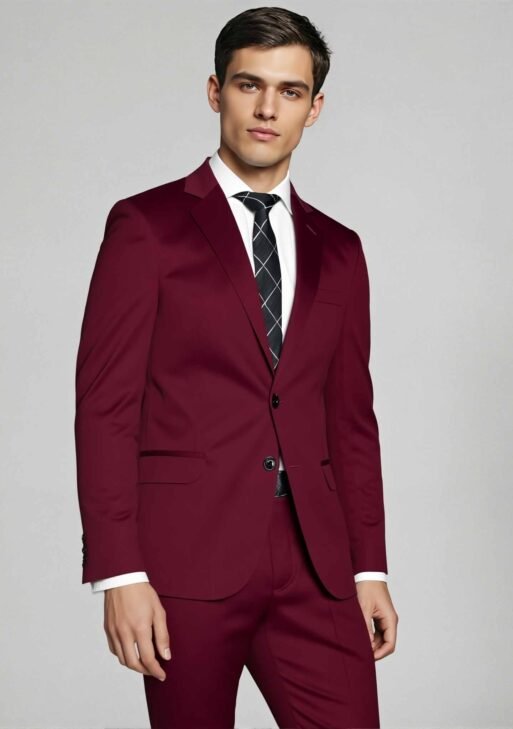 Ambo Coton Bordo y Beige Slim Fit – Elegancia Moderna