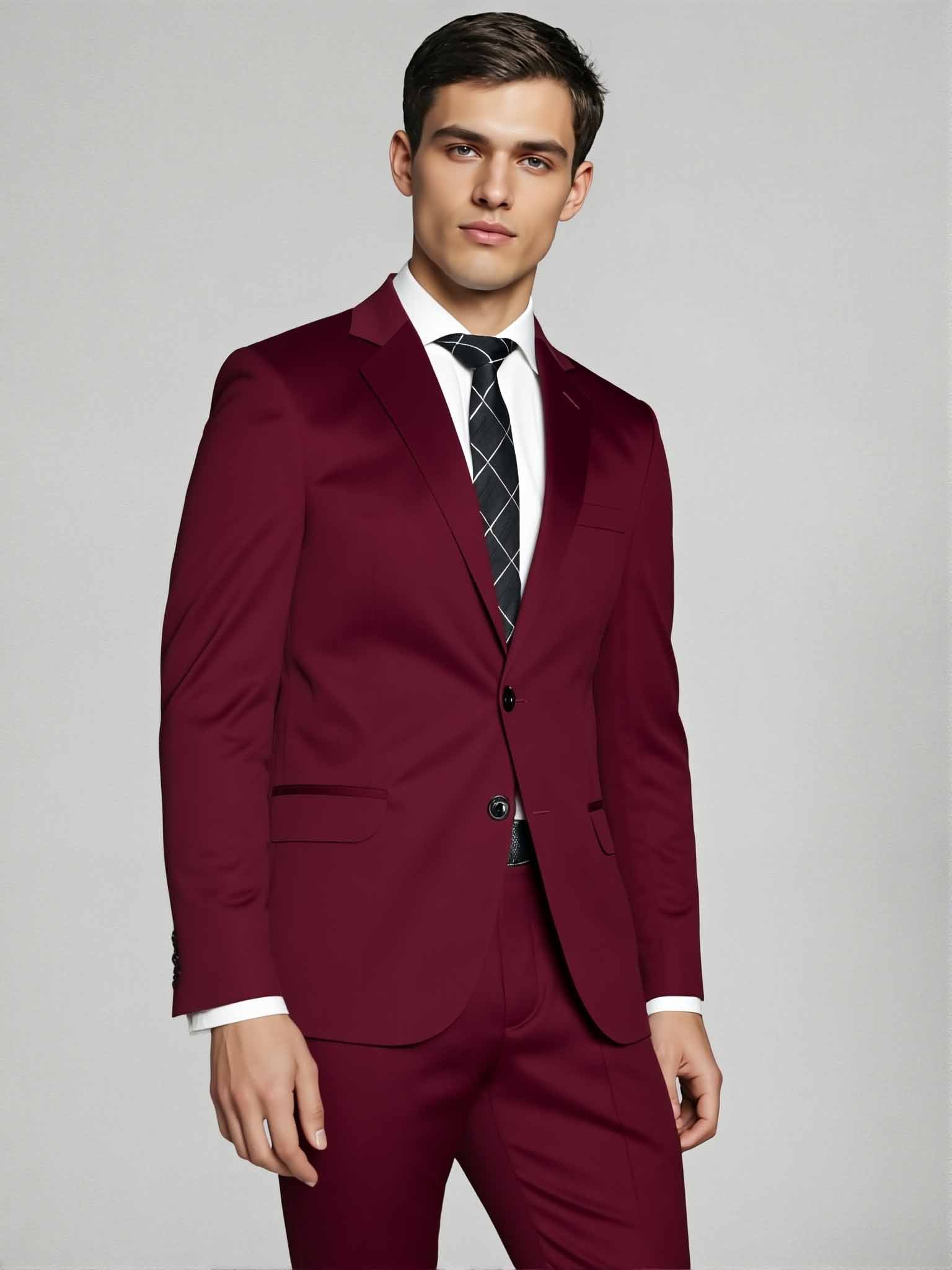 Ambo Coton Bordo y Beige Slim Fit – Elegancia Moderna