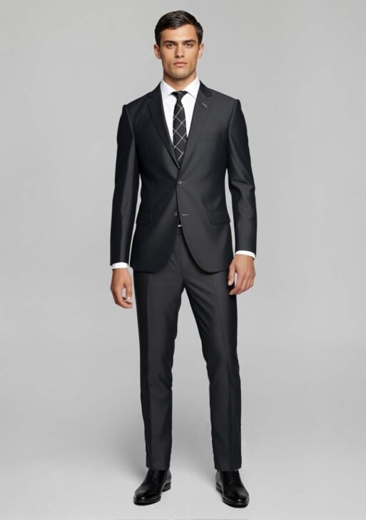 Traje Slim Fit Súper 100 Gris Medio para Hombre | Ambo de Alta Gama