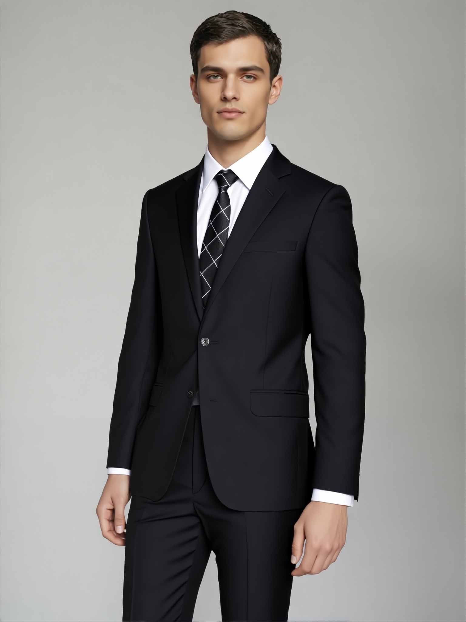 Ambo Tropical Negro Slim Fit – Traje Liviano y Elegante