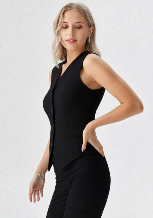 Chaleco De Mujer Negro Sastrero