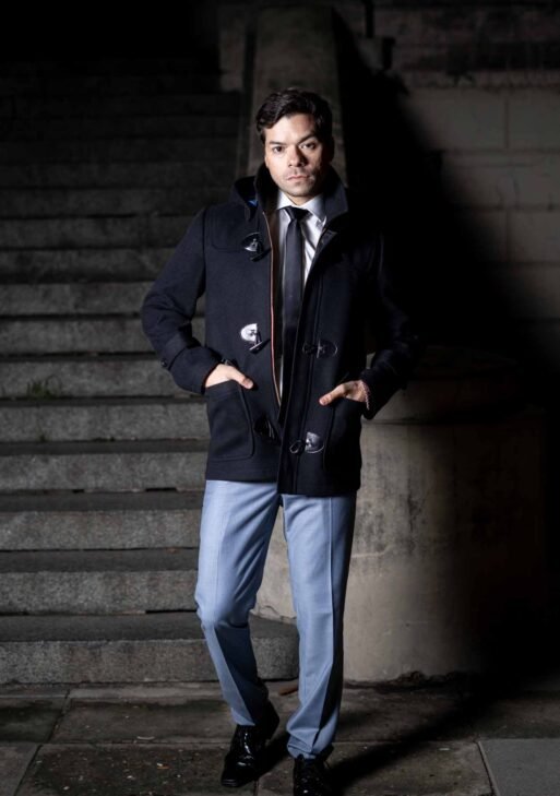 Tapado Montgomery Para Hombre En Paño Negro Con Capucha Desmontable