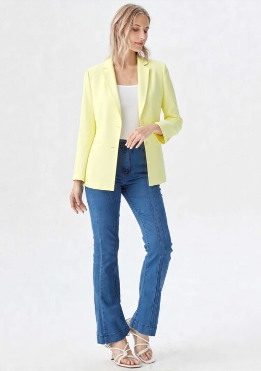 Blazer Oversize Mujer Amarillo Claro | Saco Suelto Amarillo Pastel Talles 38-48