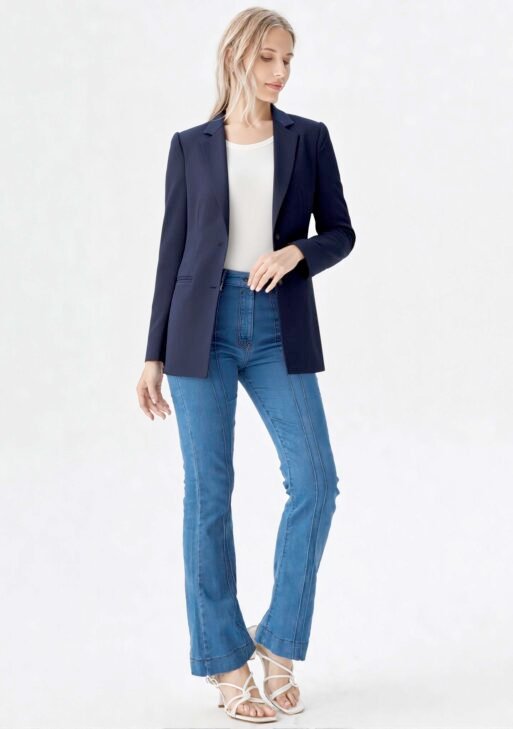 Blazer Oversize Mujer Azul Marino | Saco Suelto Sastrero Navy Talles 36-48