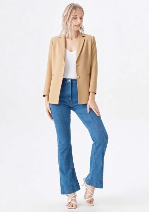 Blazer Oversize Mujer Beige | Saco Suelto Arena Sastrero Talles 38-48