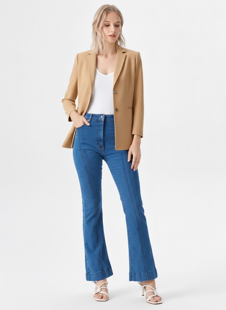 Blazer Oversize Mujer Beige | Saco Suelto Arena Sastrero Talles 38-48
