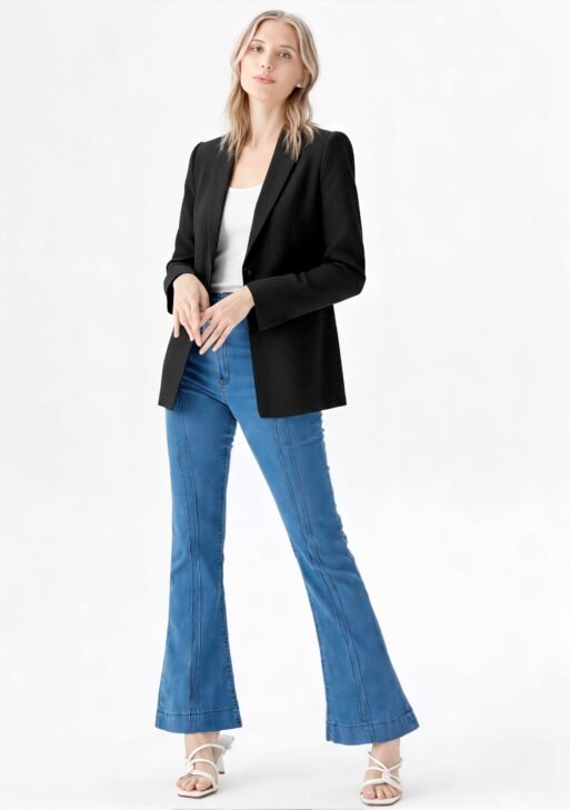 Blazer Oversize Mujer Negro Liso | Saco Suelto Sastrero Básico Talles 36-48