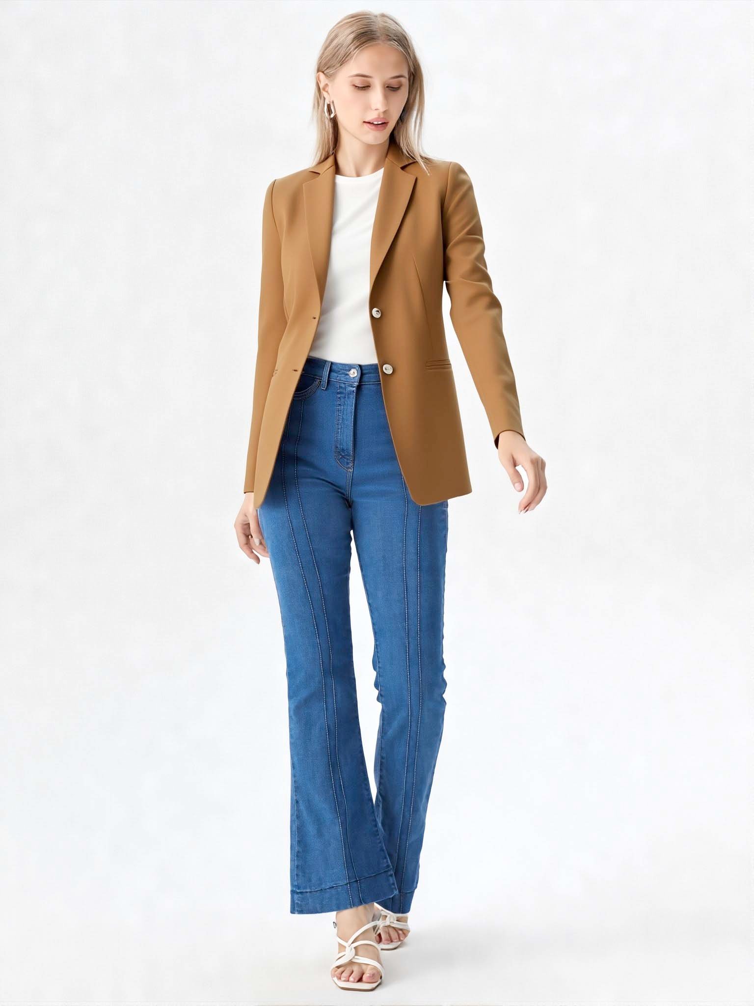 Blazer Oversize Mujer Camel | Saco Suelto Sastrero Clásico Talles 38-48
