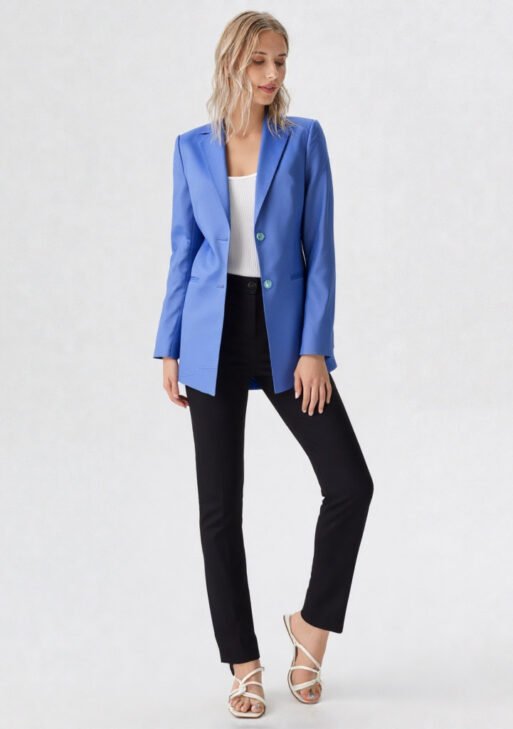 Blazer Oversize Mujer Azul Jaspeado | Saco Sastrero Talles 38 al 48
