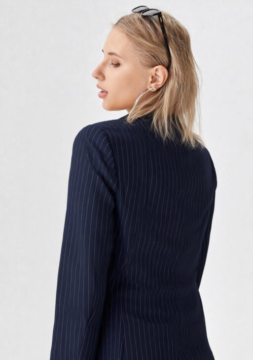 Blazer Oversize Mujer Azul Marino con Rayas | Saco Raya Diplomática Talles 36-48