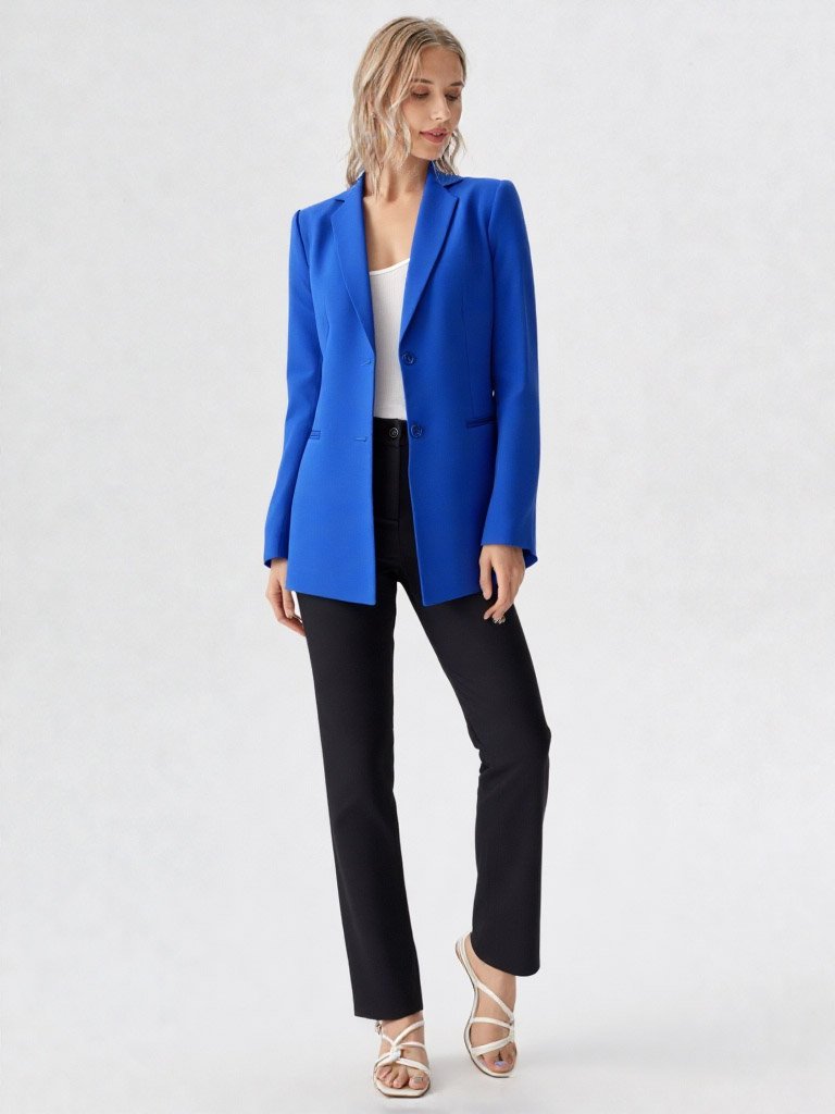 Blazer Oversize Mujer Azulino | Saco Suelto Azul Francia Talles 38-48