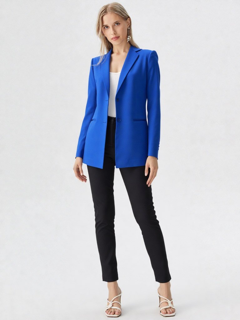 Blazer Oversize Mujer Azulino | Saco Suelto Azul Francia Talles 38-48