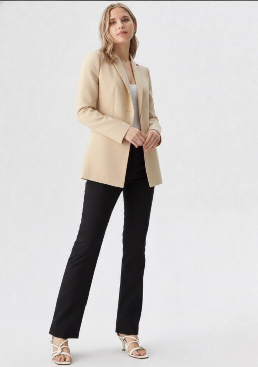 Blazer Oversize Mujer Beige Claro | Saco Suelto Sastrero Minimalista Talles 36-48