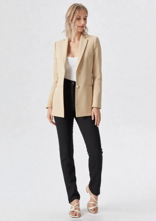 Blazer Oversize Mujer Beige Claro | Saco Suelto Sastrero Minimalista Talles 36-48
