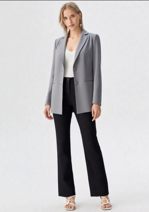 Blazer Oversize Mujer Gris Urbano | Saco Suelto Sastrero Versátil Talles 38-48