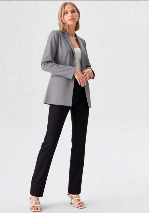 Blazer Oversize Mujer Gris Urbano | Saco Suelto Sastrero Versátil Talles 38-48
