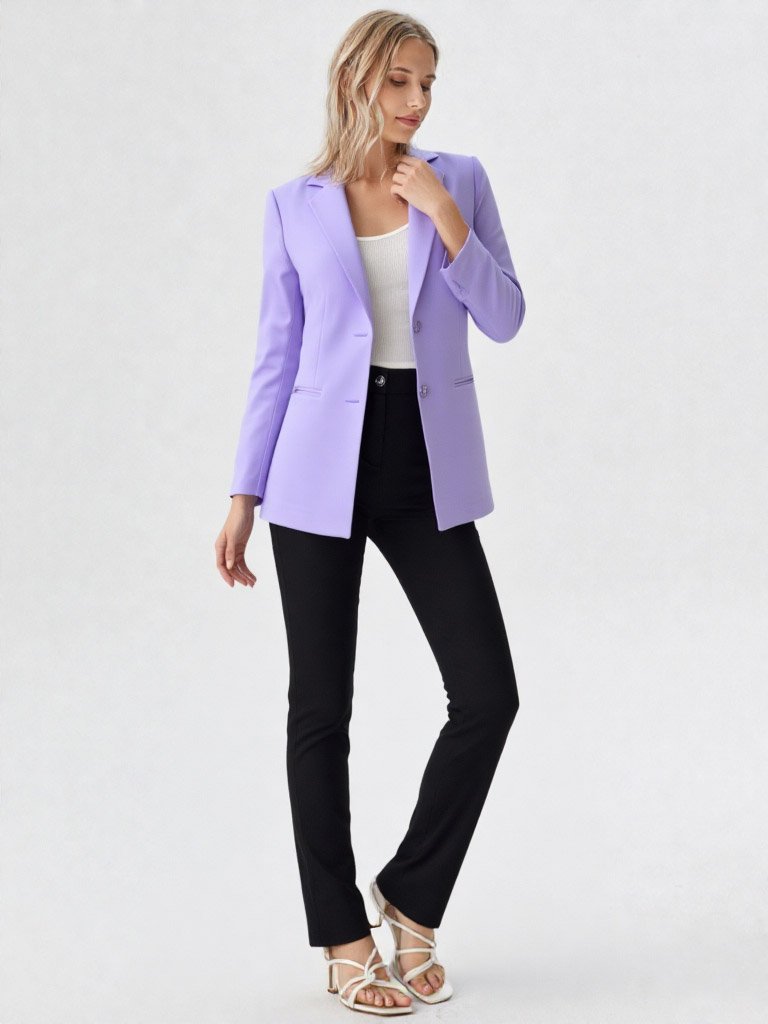 Blazer Oversize Mujer Lavanda | Saco Suelto Lila Sastrero Talles 38-48