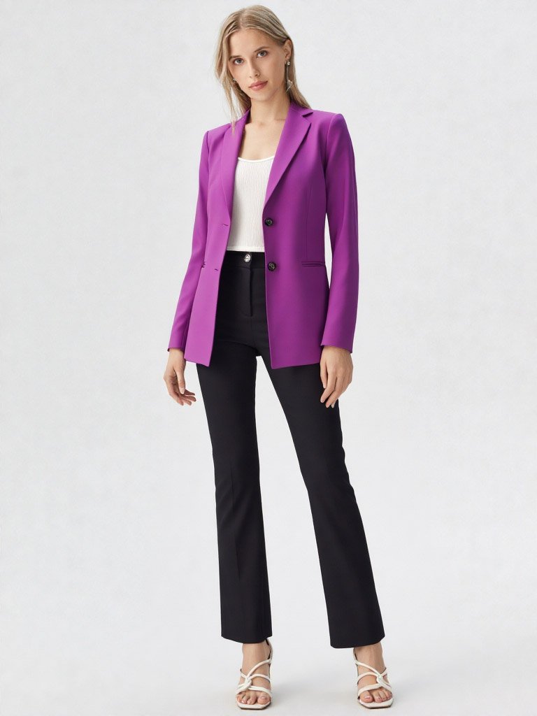 Blazer Oversize Mujer Morado | Saco Suelto Sastrero Vibrante Talles 38-48
