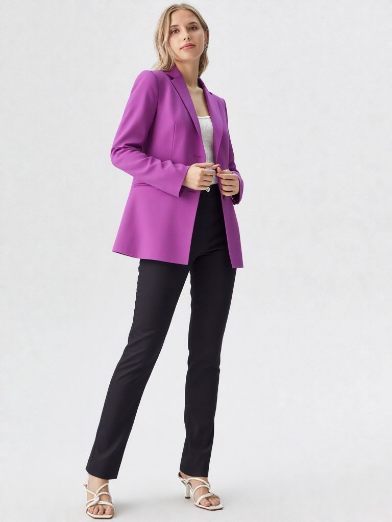 Blazer Oversize Mujer Morado | Saco Suelto Sastrero Vibrante Talles 38-48
