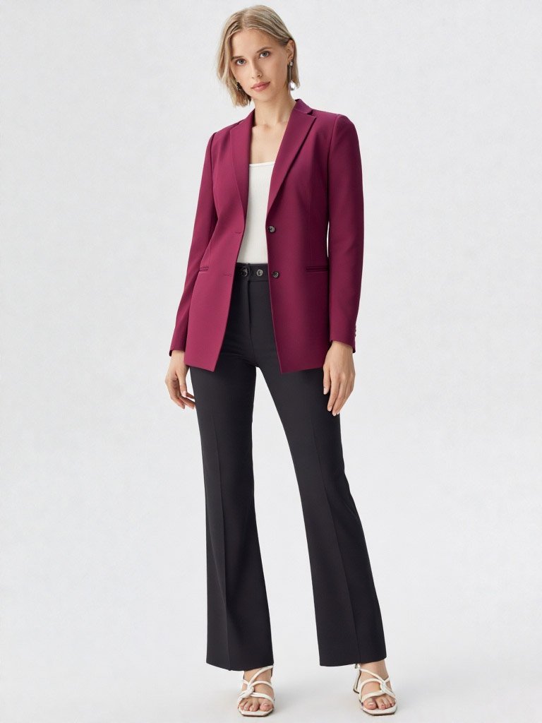 Blazer Oversize Mujer Bordó | Saco Suelto Borgoña Sastrero Talles 38-48