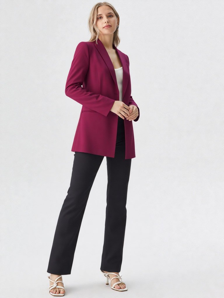 Blazer Oversize Mujer Bordó | Saco Suelto Borgoña Sastrero Talles 38-48
